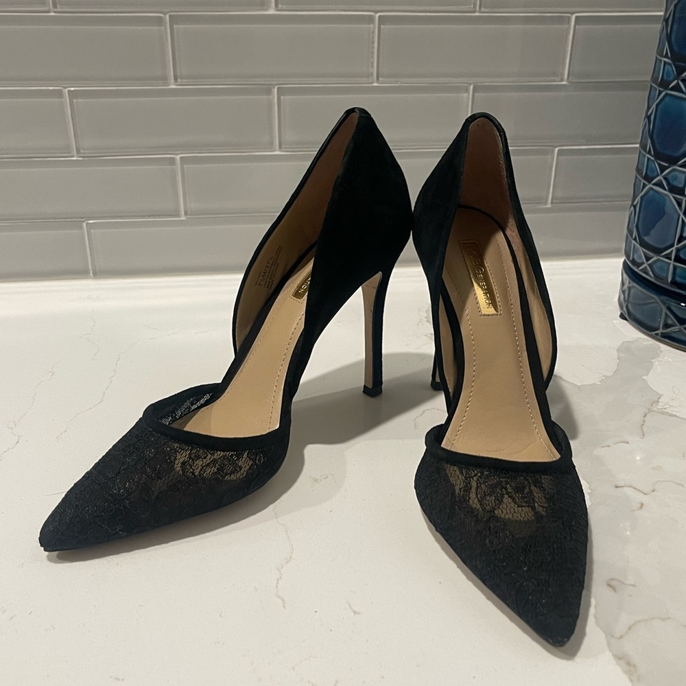 Classy Black Suede/Lace Heels